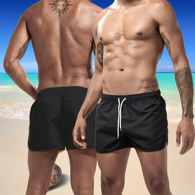 S-3XL MENS Snabbtorkning Löst strandbyxor Spring/Summer Beach Semester Shorts Solid Color Running Shorts Sport Pants Accessories 240506