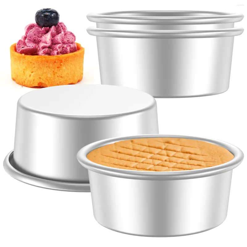 Moules de cuisson 4pcs Cake Pan de pâtisserie antiadhésive 4 pouces de moule en acier inoxydable en inoxydable réutilisable résistant à la chaleur