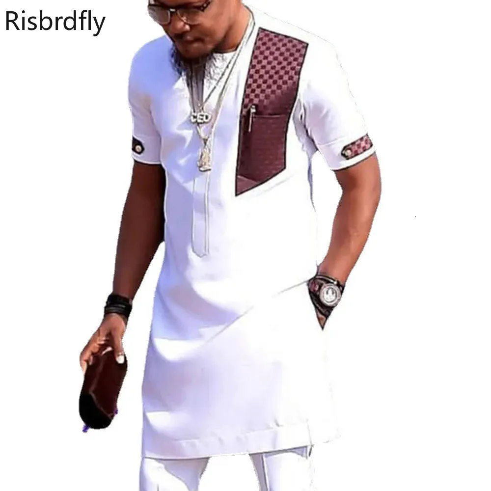 S-4xl Sommer Mode afrikanische Herren White Plus Size African Herren African Clothing 240511