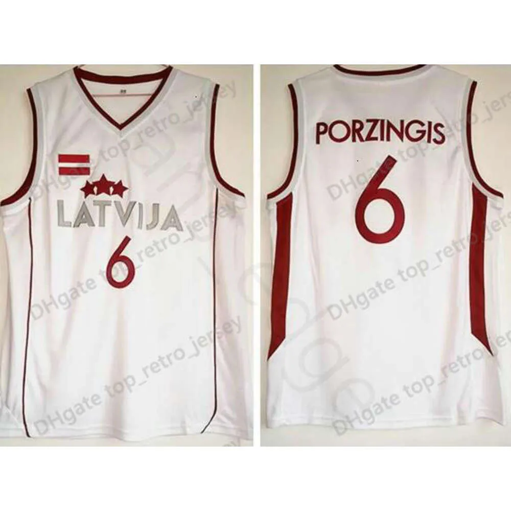 Vintage White Stitched NCAA Latvija Kristaps 6 Porzingis basketball shirts for Men Affordable S XXL Basketball Shirt