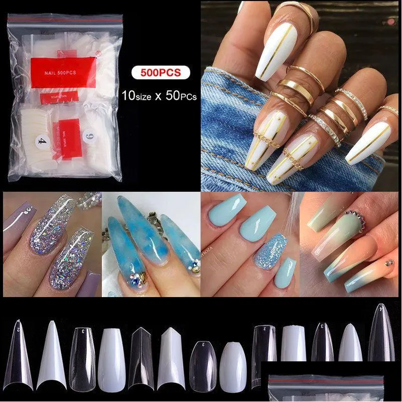 Falsche Nägel 32 Stile Langstiletto Tipp fl er Coffin Ballerina gefälschter Nagel 500pcs pro Bag DIY Salon Tool Drop Lieferung Gesundheit Schönheit Art otqnw