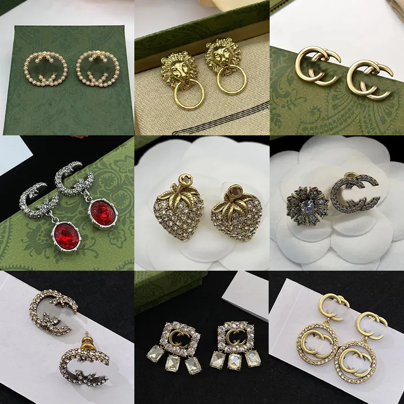 Brand Fashion Clover Earrings Luxury Crystal Full Diamond Three Flower Earrings Gift High Quality 18k Gold Designer Earrings for Women