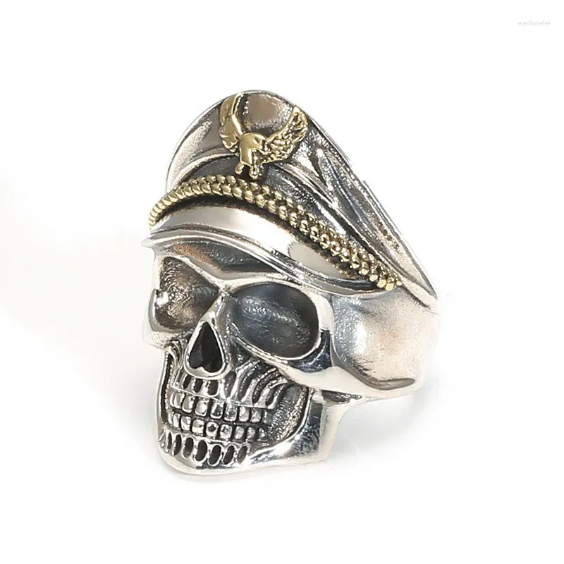 Anéis de cluster 002-JZ-17 Zfsilver prata 925 moda moda retro exagerado exagerado punk skull office ring para homens casamento casamento