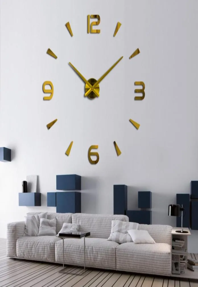 37 inch nieuwe wandklok kwarts Watch Pared Modern Design Grote decoratieve klokken Europa Acrylstickers Woonkamer Klok6506158