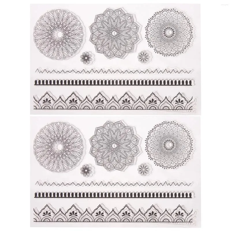 Lagringsflaskor 2 st mandala stämpel Clear Stamps Card Making DIY Crafts Scrapbook Silicone Stampers Blomma tema PO RUBBER