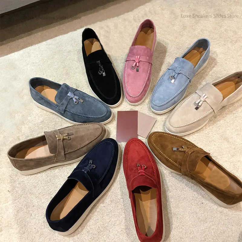 Paren schoenen zomerwandeling charmes suède loafers mocassins echte lederen dames luxe designer flats mode slip op casual dress schoen fabrieksschoenen schoenen