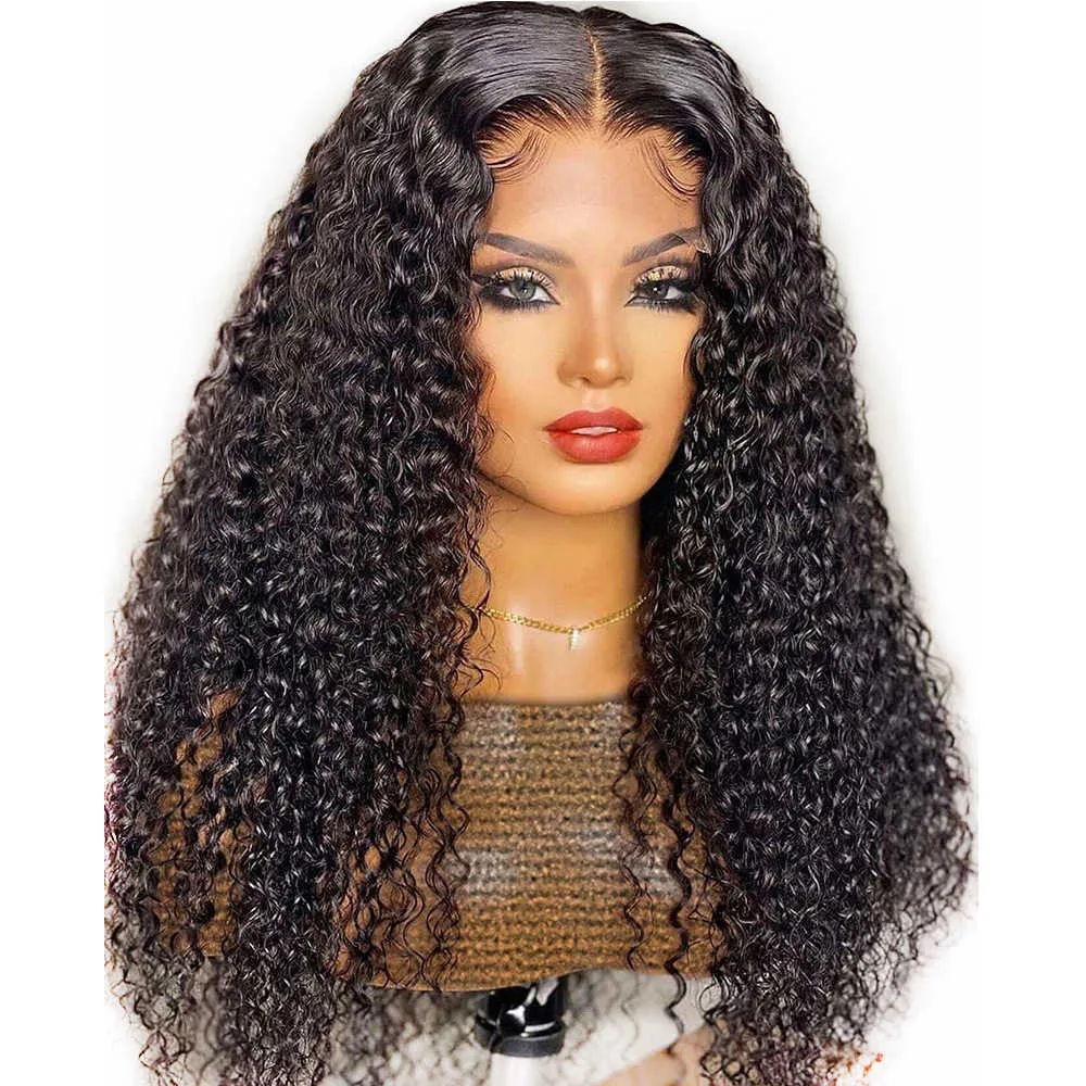 200dnsionS13x4 Kinky Curly Human Hair Wigs Front Lace Human Wig Bandada de cabeça