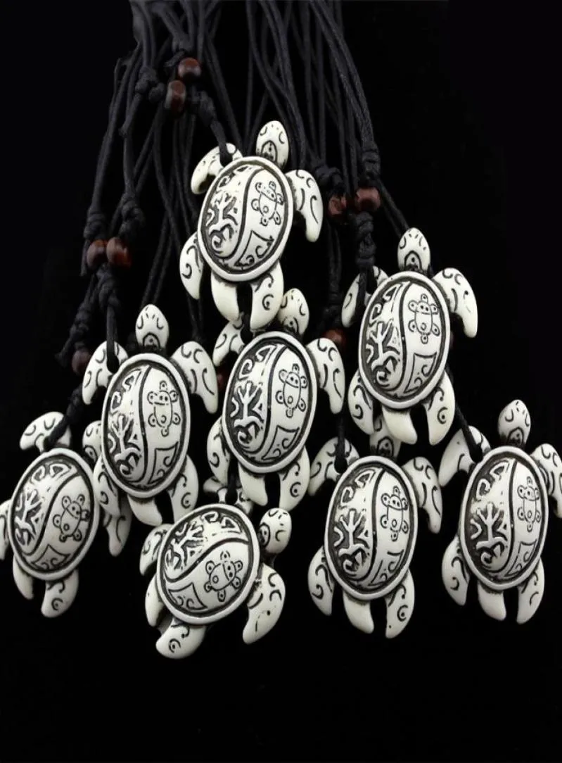 Jewelry Whole 12PCSLOT Tribal Totem Faux Bone Resin Carved frog sun Sea Turtle Pendant Necklace Tortoise Amulet Talisman Gift3739985