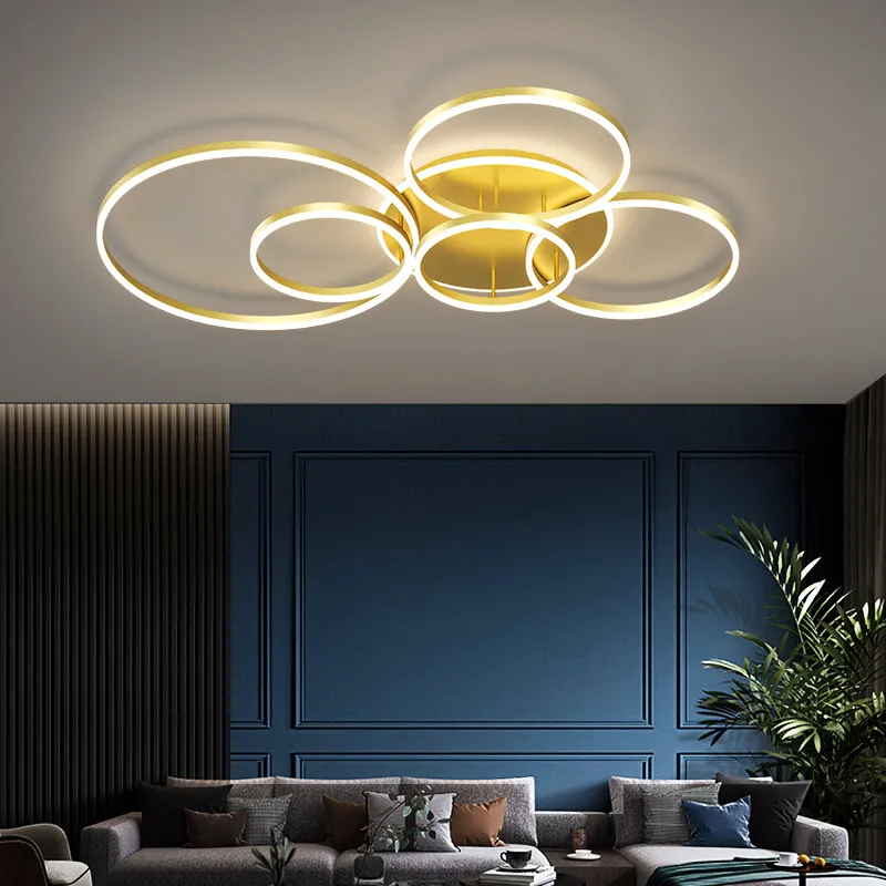 LED moderne en or / plafond noir lustre pour la salle à manger vivante chambre à coucher d'éclairage intérieur décor de la maison luminaire luminaire