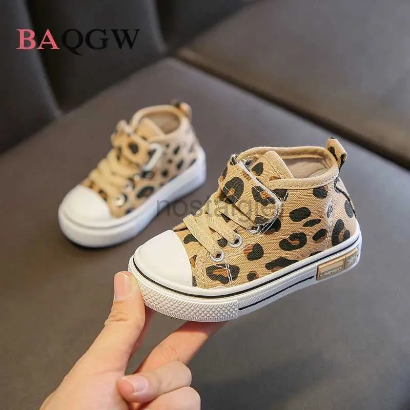 Zapatillas para niñas otoñales zapatos leopardo niños botas de lona casual zapatos para bebés zapatos para niños pequeños princesa princesa d240513