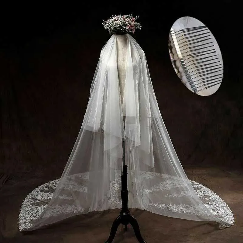 Hair Jewelry White ivory Bridal Veils Long Veil Cathedral Wedding Accessoreis Vail_ipsvogv.com
