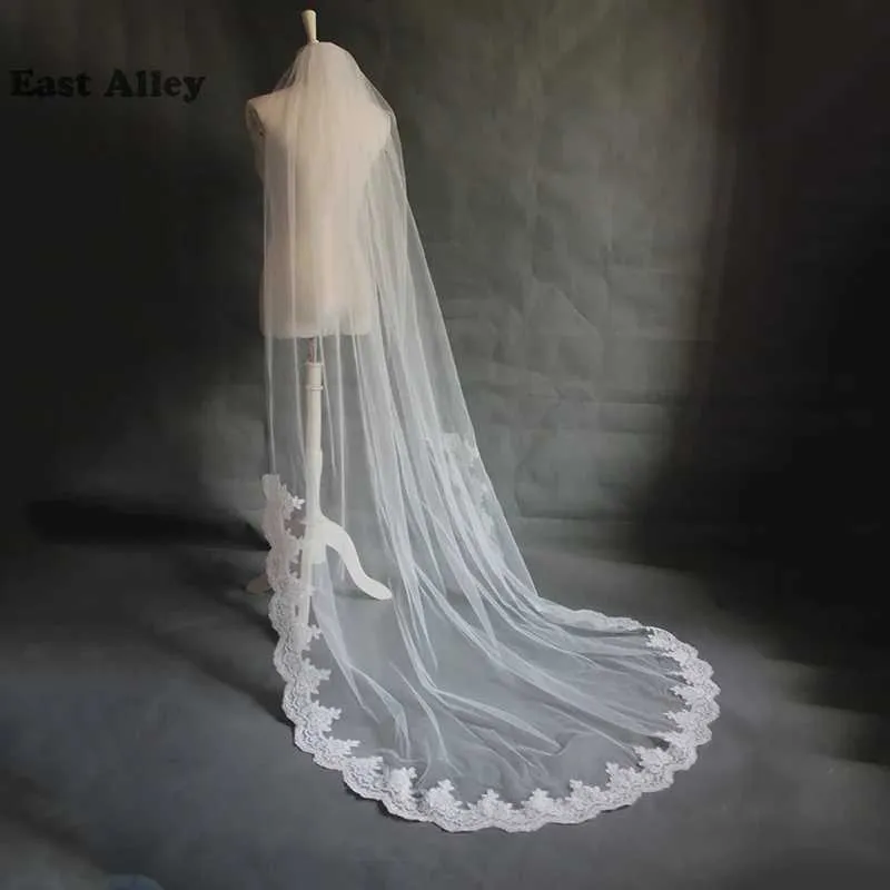 Haarschmuck Elegante Accessoires Lange 2M Hochzeit Spitze Brautschleier mit Kamm veu de noiva longo_voghion.com