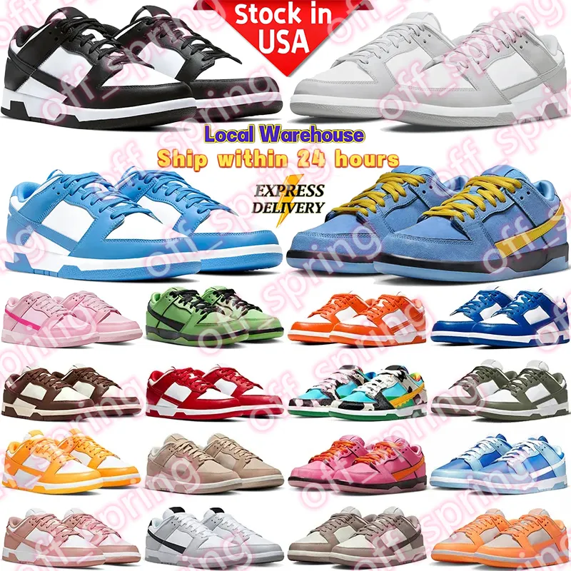 Diseñador Running Running Men Women Flat Sneakers Lows White Black Panda Argon University Red Local Warehouse Shoe Us Stocking en EE. UU.