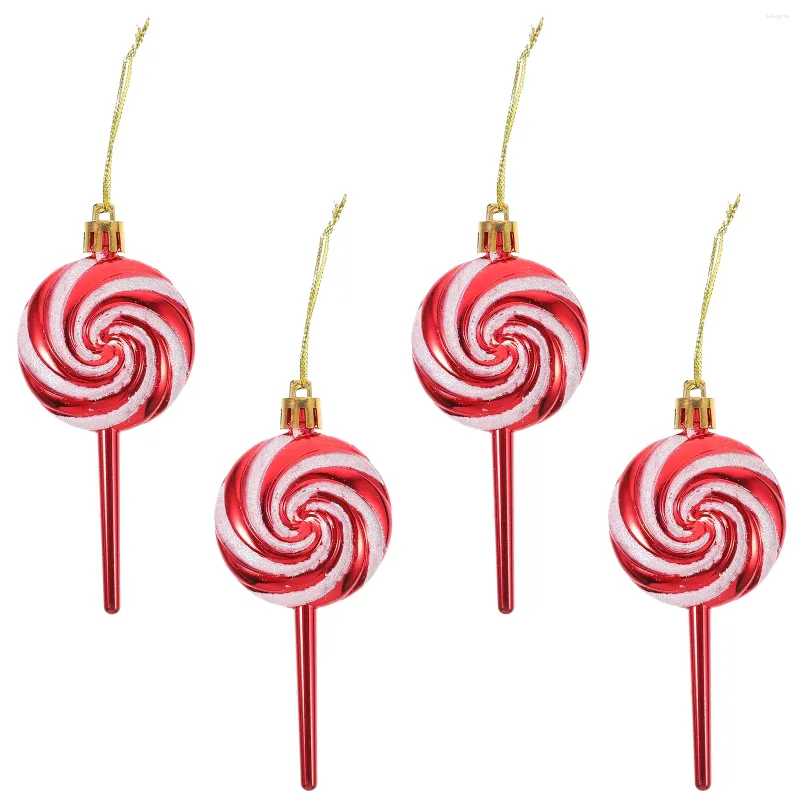 Dekorativa figurer 4 datorer Lollipop hänge kök dekor juldekorationer träd hem xmas godis plast godis träd