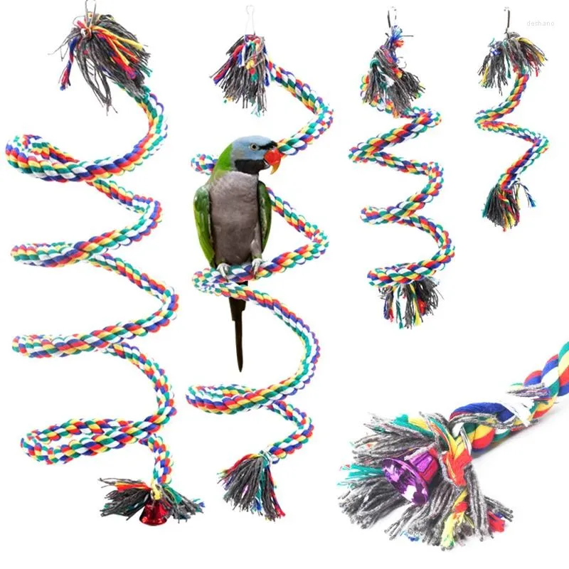Inne zapasy ptaków Parrot Zabawa wisząca pleciona lina Budgie Chew Cage Cagatiel Pet Stand Training Accessories Huśtawka