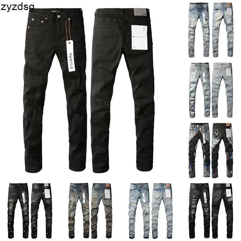 Mens Purple Jeans Designer Jeans Fashion Angogated Bikers Bikers Womens Denim Cargo per uomini Pantaloni neri