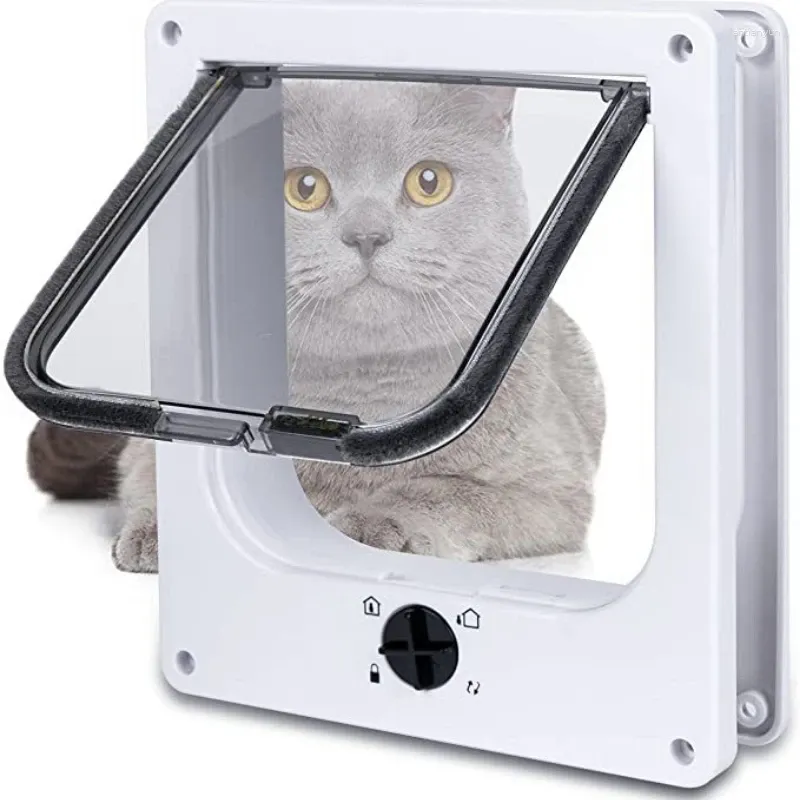 Kattbärare 1pc Abs Door Rotary Switch med 4 sätt Säkerhetslås Controlla Dog Gate Pets utgångar och ingångar små husdjursförsörjningar