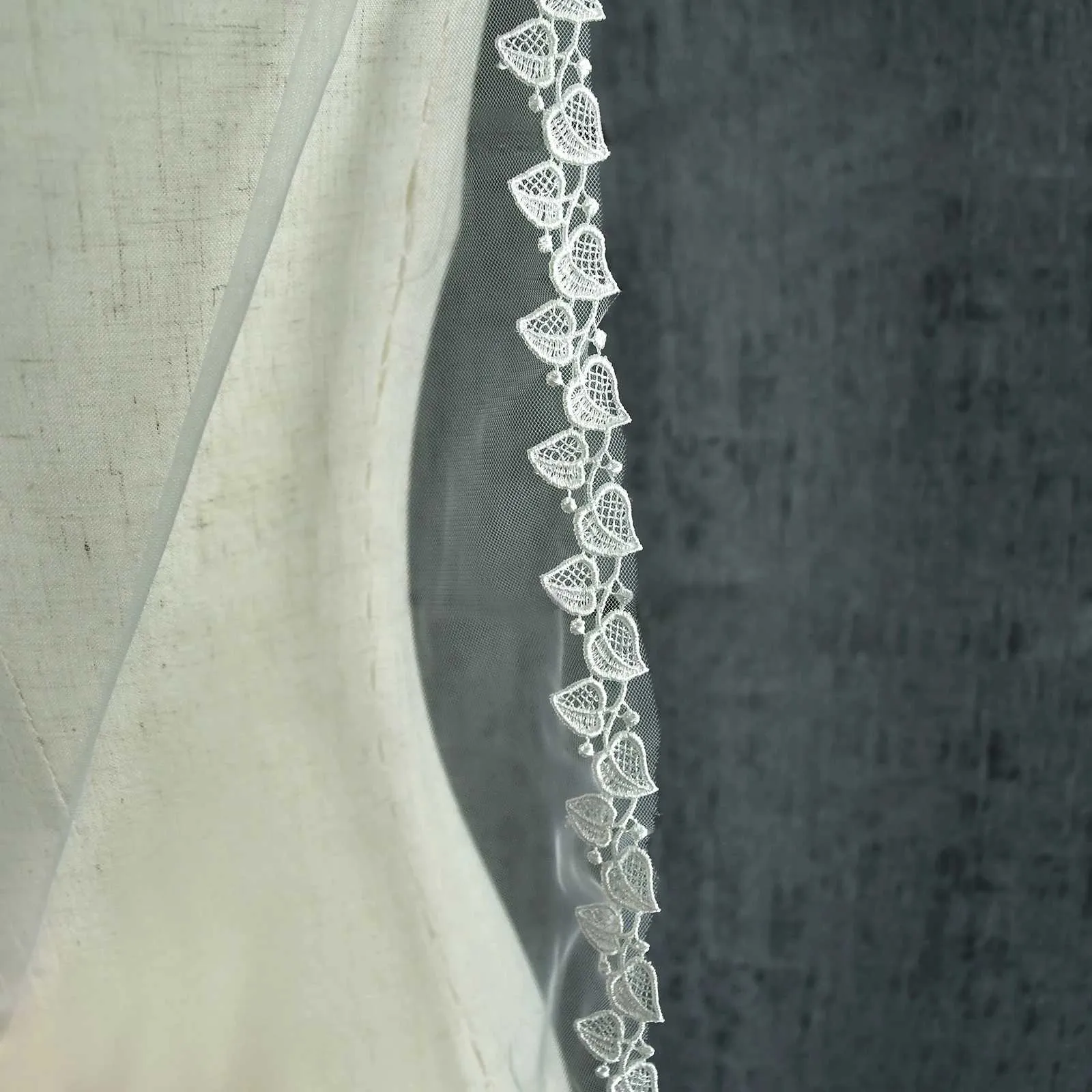 Brautschleier Mit Spitzenbesatz Blatt Design Für Hochzeiten_voghion.com