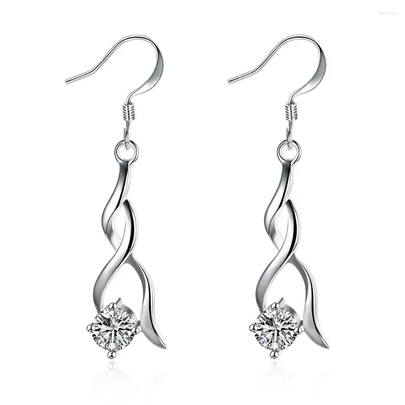 Stud Earrings S'rAmazon Jewelry Fashion Plated 925 Silver Foreign Trade Tassel Twisted European And American Zircon