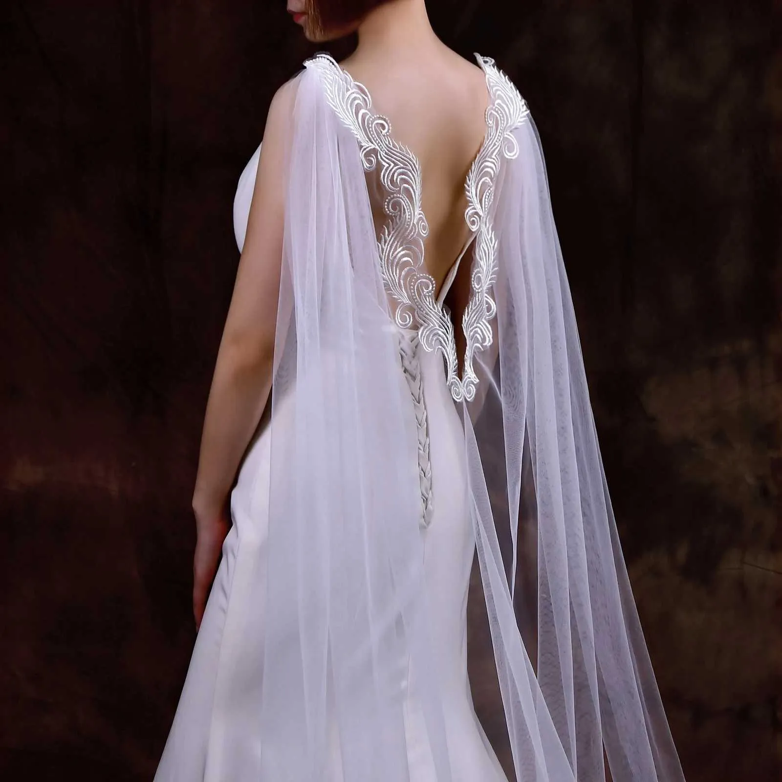 Mantella da sposa con velo lungo cattedrale accessori capelli sposa_voghion.com