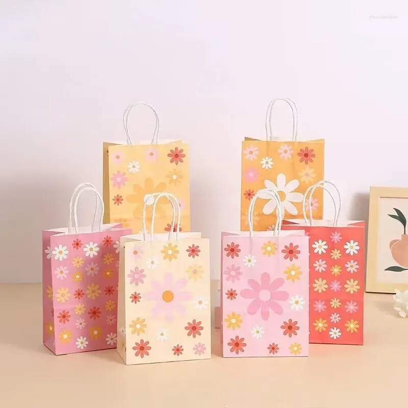 Bolsas de armazenamento Saco de presente para festa de férias de 6pcs com jóias para joalheria Compras de girassol de Natal