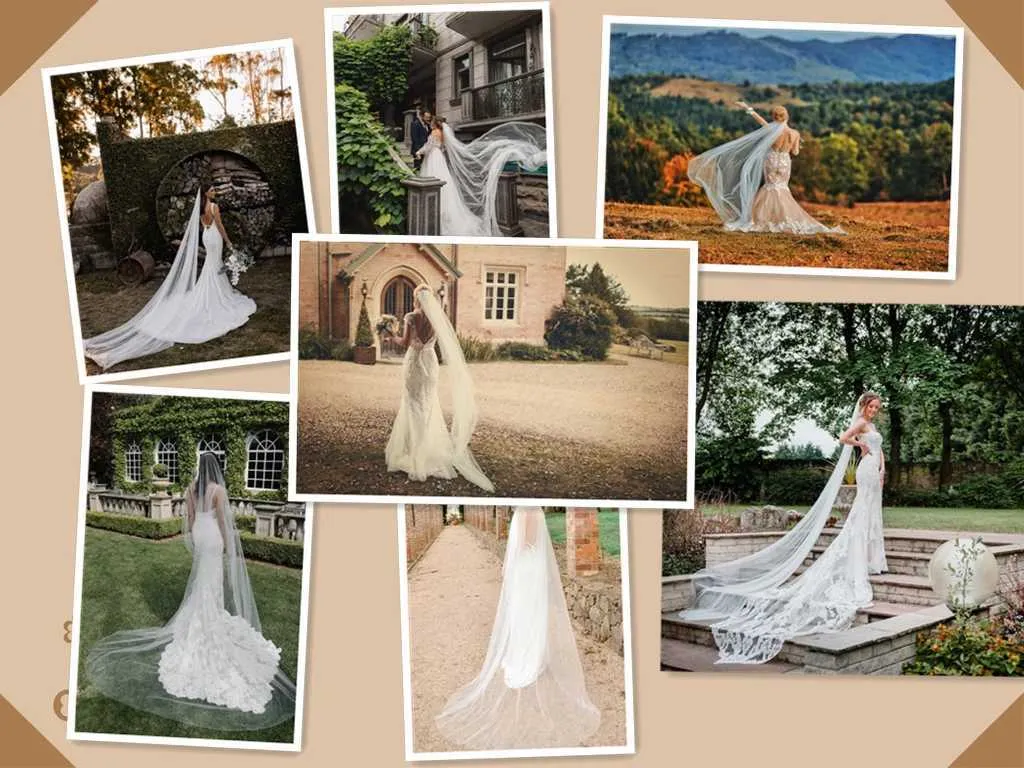 Gioielli per capelli M92 Velo lungo con pettine Velo da sposa cattedrale semplice 1 livello Bordo tagliato Sheer Soft Tulle120in Ampio matrimonio_voghion.com