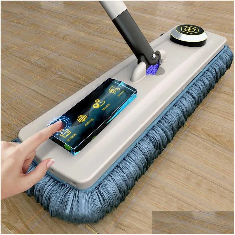 MOPS MAGIC SELF-SLESIKT SPRECEEZE MOP MICrofiber Spin and Go Flat for Washing Floor Home Cleaning Tool Badrumstillbehör 210805 Drop Otfec