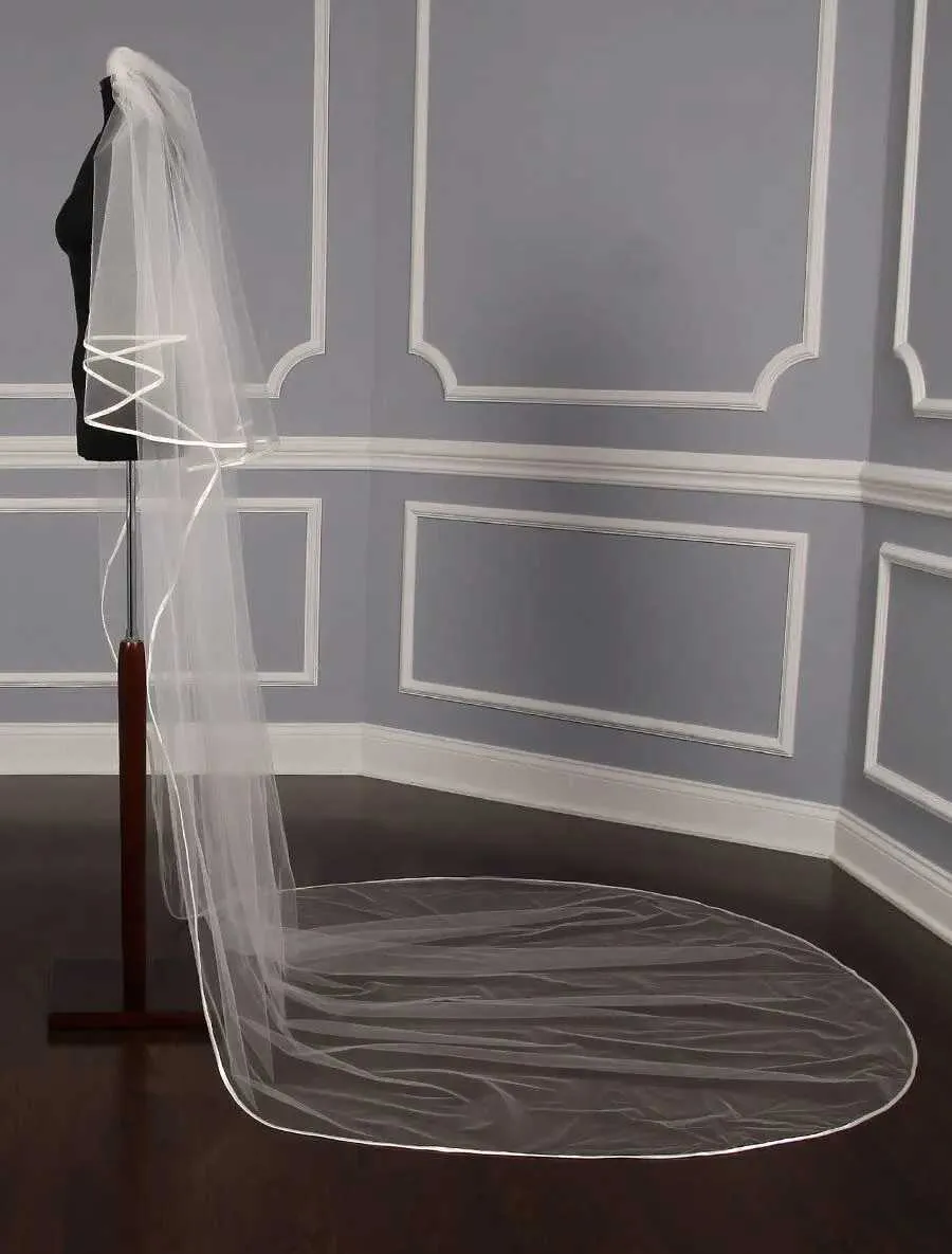 Gioielli per capelli Eastalley Bordo del nastro Tulle Due strati Lunghi Veli da festa da sposa Accessori da sposa para velo de novia_voghion.com