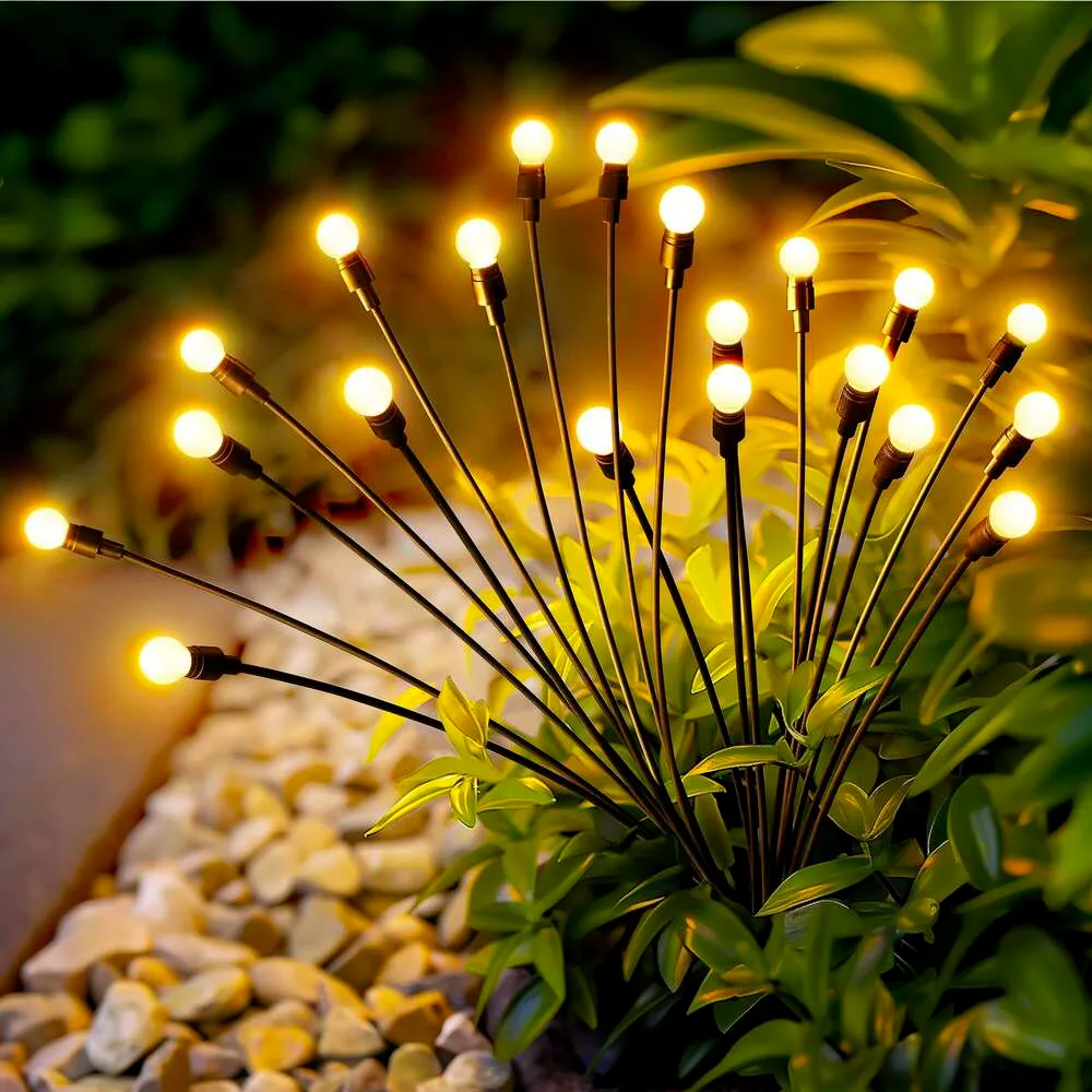 Luzes de jardim de Patiopia, 20 LED Firefly Outdoor, energia solar fora do vento por vento, luzes solares à prova d'água ao ar livre para presente de mecanismo, pátio de pátio decoração