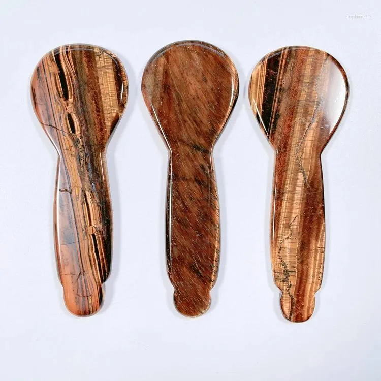 Figurines décoratives OEM ODM Natural Yellow Tiger Eye Face Massage Spoon Gua Sha Tool Custom High Quality Stone Facial