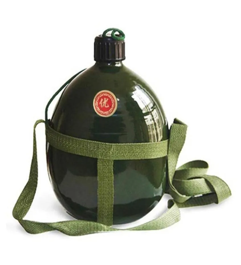 1000 ml de bouteille d'eau de sport extérieur léger poids en aluminium fuite de fuite cantine militaire bouillonnement ovale boucle couvercle étroit bouche 6390836