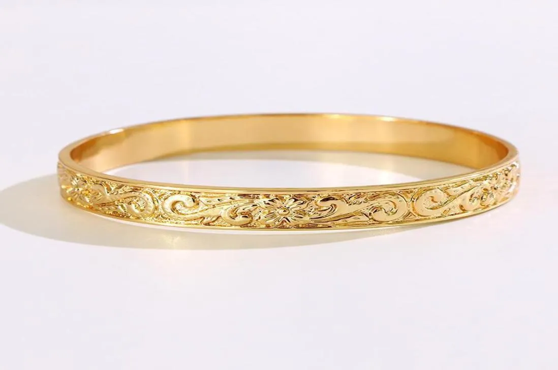 Dites bonjour diamètre intérieur 6789cm de style hawaïen polynésien Gold Couleur Flower Men Femme autour du bracelet Bangle GJZ33263321281
