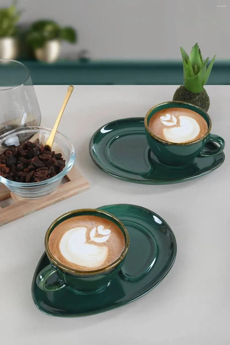 Kopjes schotels 4 pc's koffie espresso keramische set met bord mok thee kopje zwart roze blauw cadeau ideeën Turkse huizendecoratie keukenhuis