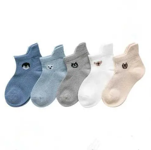 Kids Socks 0-3Y 5-Pair verpakking Groothandel Pasgeboren Baby Socks Zomer Digitale kleur Matching Baby Socks D240513
