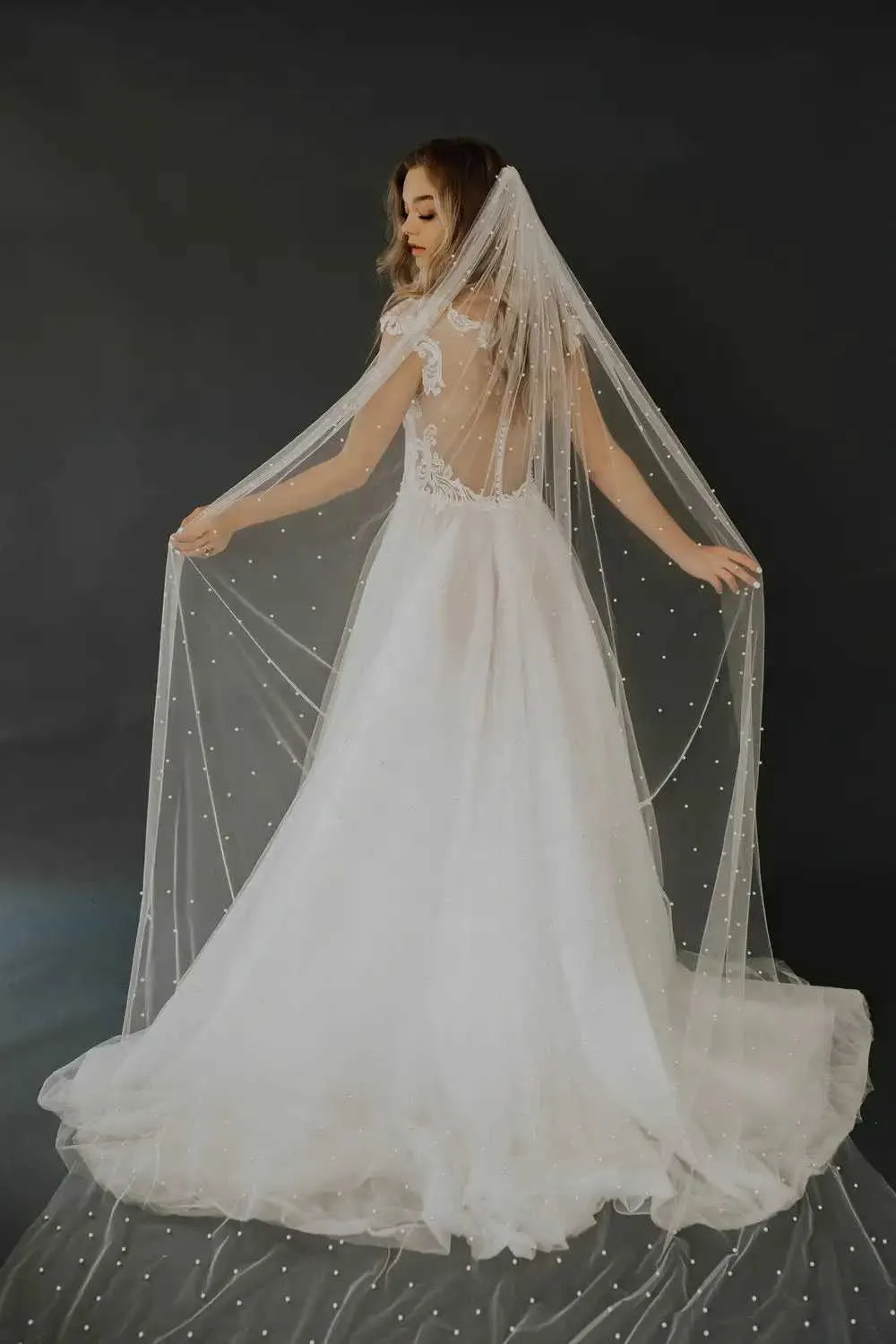 Haarschmuck 3M Lange Kathedrale Perlen Braut Kirche Schleier Pracht Perlen Nagel Hübsche Hochzeit Zubehör 1 Tier Weich_voghion.com
