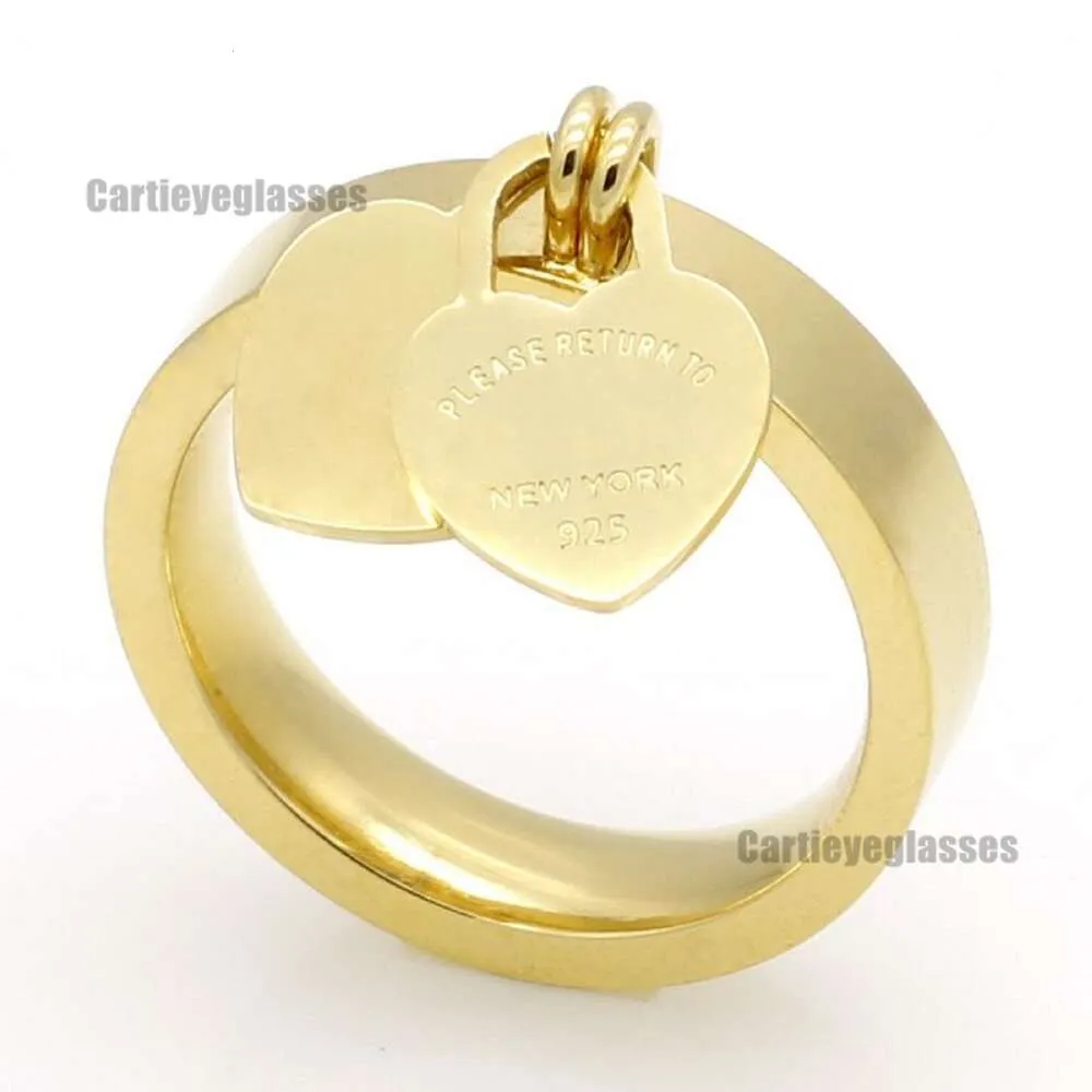 Anelli di banda Rings Rings Simple Heart Love Ring Gold Silver Rose Colours Titanium accoppia di anelli Fashi