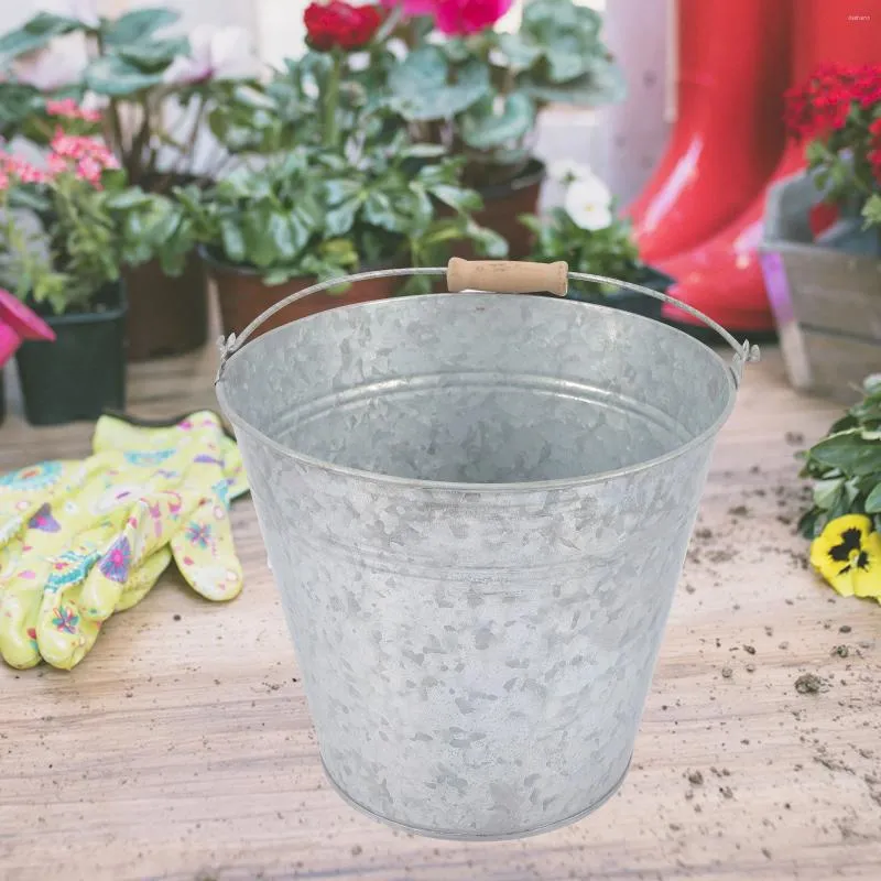 Vases Pots Plantes d'extérieur Planteur en acier inoxydable Planteur décoratif en métal de poignée en métal