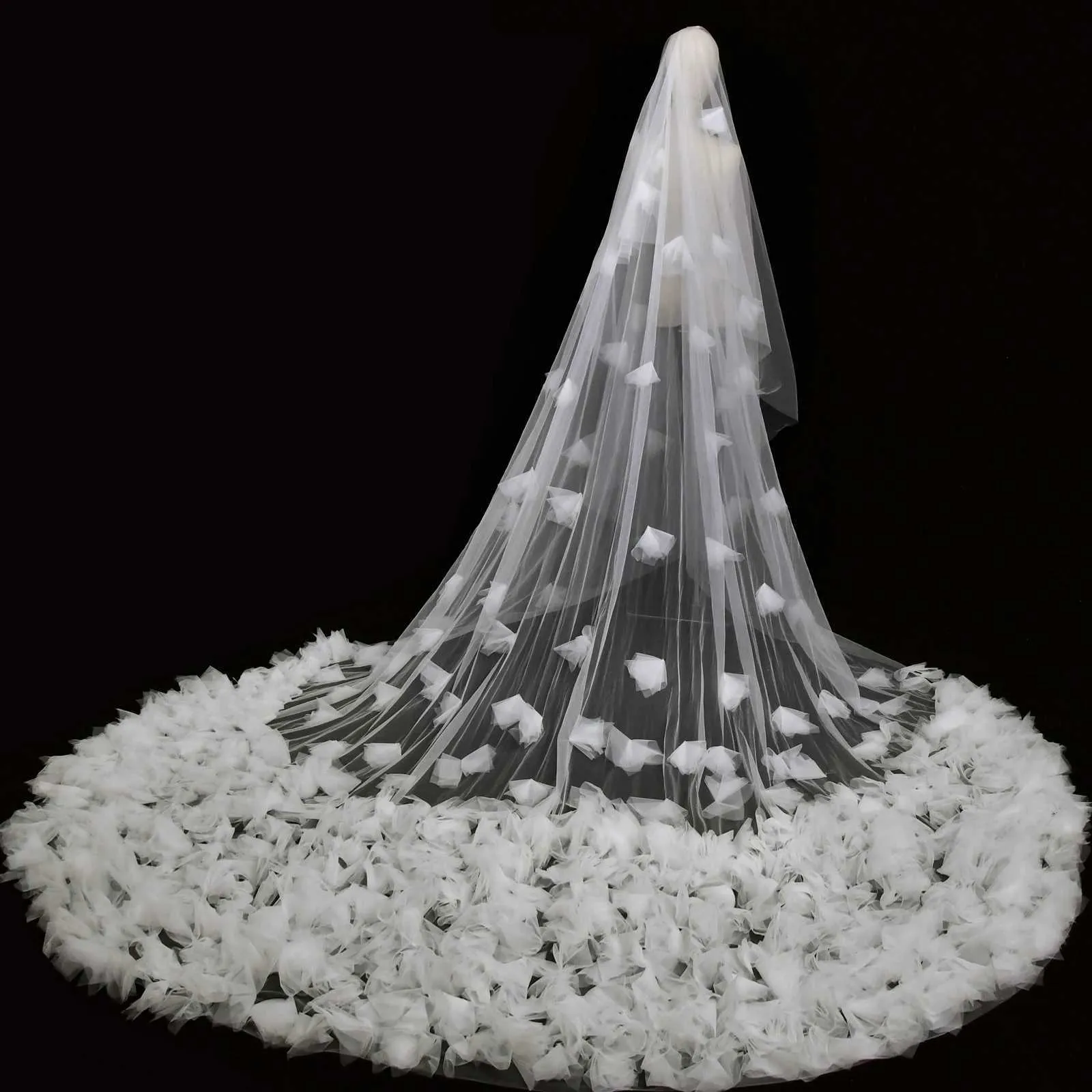 Wedding Veil Cathedral Length Soft Bridal Illusion With Comb_voghion.com