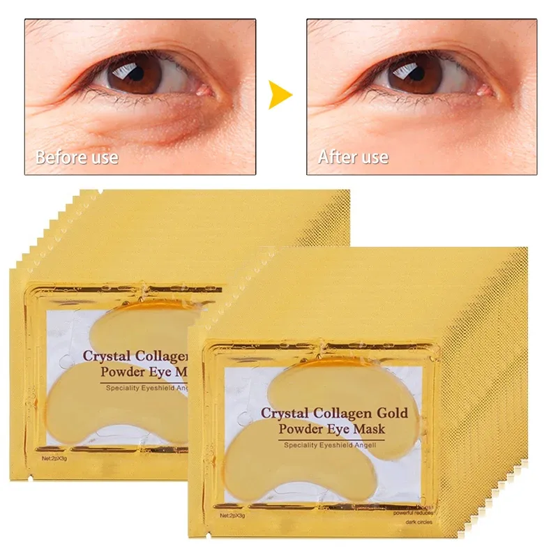 10pcs Kristall Kollagen Goldpulver Augenmaske Anti-Aging Dunkle Kreise Akne Schönheitspflecken für Augenpflege koreanische Kosmetik