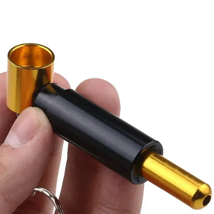 Küçük kolyeler metal el borusu anahtarlıklı pil şekilli anahtar zincir halkası Sigara için Sigara Kuru Bitki Tütün Yağ Burner Borular
