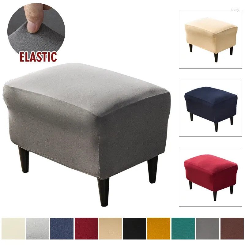 Stol täcker elastisk vanlig rektangel Ottoman fotpallbänk täcker damm stretch fotstöd slipcover -skydd för vardagsrum