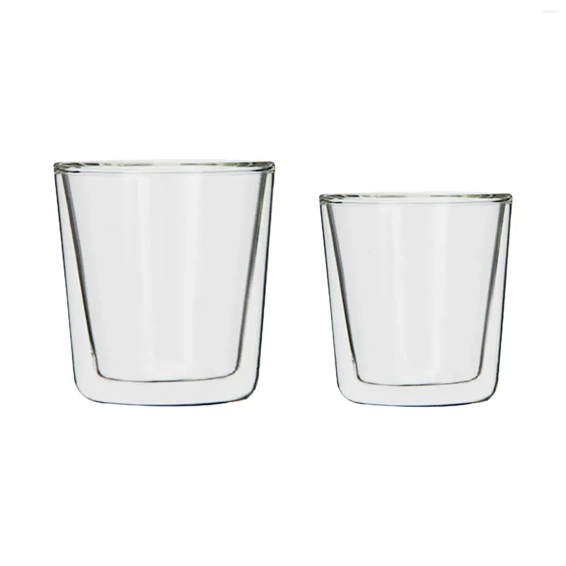 Muggar Double Wall Coffee Cup Isolerat Clear Glass Mug för Cappuccino Latte Tea