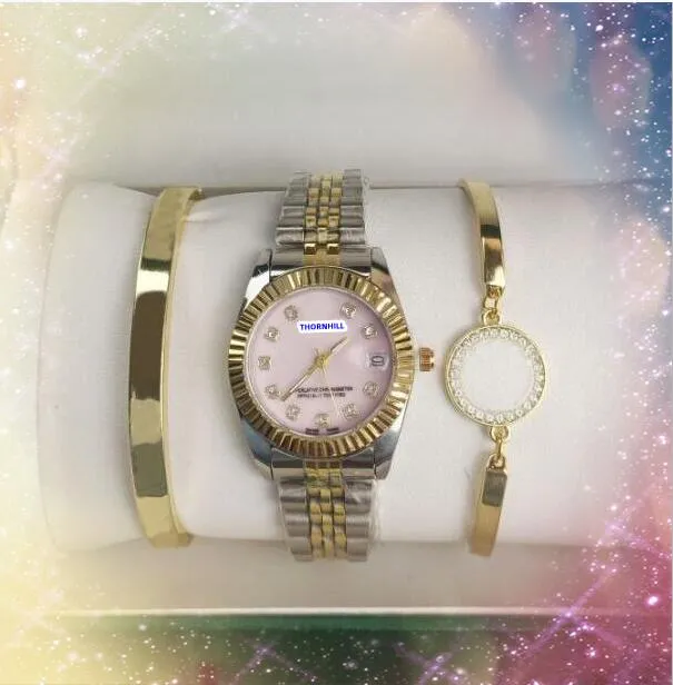 素敵な女性の小さなシンプルなダイヤルウォッチゴールドシルバーかわいい女性3ピン時計クォーツバッテリーステンレススチールカフブレスレット格好良い時計モントレデュルクプレゼント