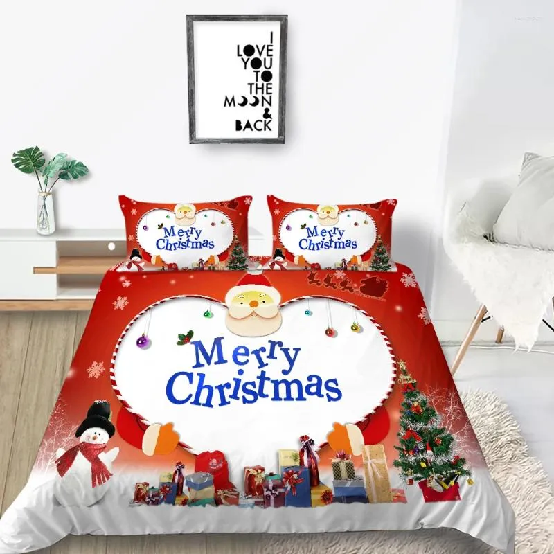 Set di biancheria da letto set di poliestere set 3d di stampa natalizia trapunta copertina del piumone con decorazioni per la casa con federa