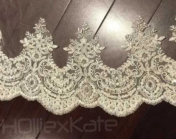 Wedding Hair Jewelry Lace cathedral ivory veil long accessories bridal applique lace white wedding tops women_ipsvogv.com