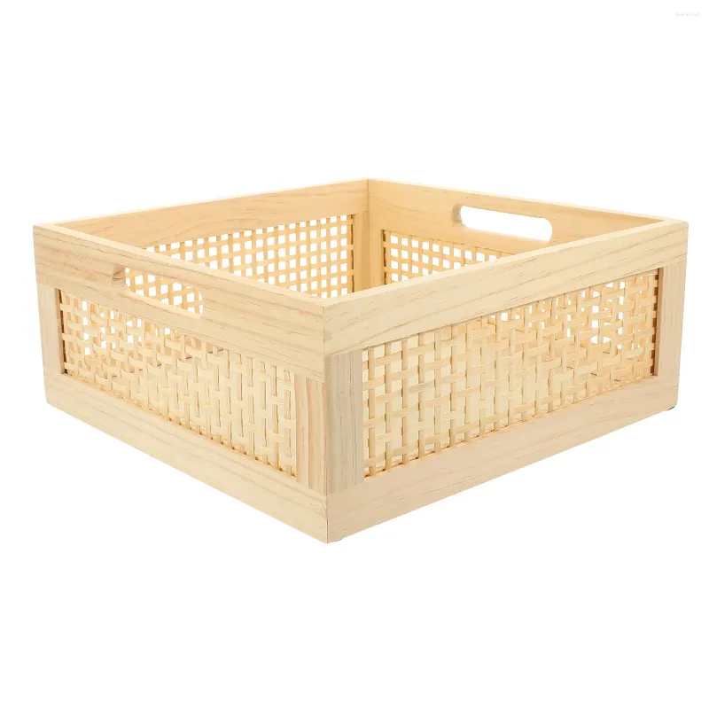 Storage Bottles Bamboo Woven Wood Basket Desktop Organizer Home Supplies Toy Toilet Cosmetics Bin Hamper