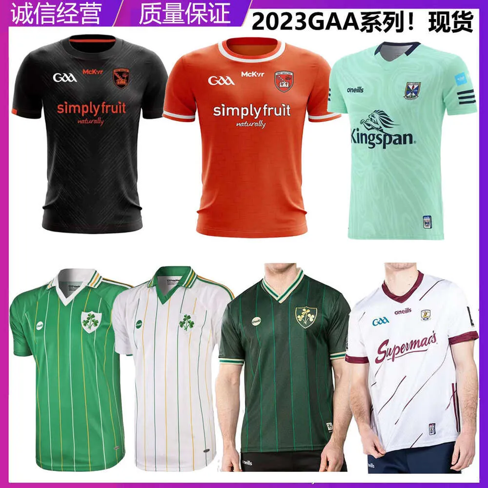 Jogging 2023gaa Ireland Kekri Kivermara Home Away Away Short Manguela Camisa de Treinamento de Jersey de Olive