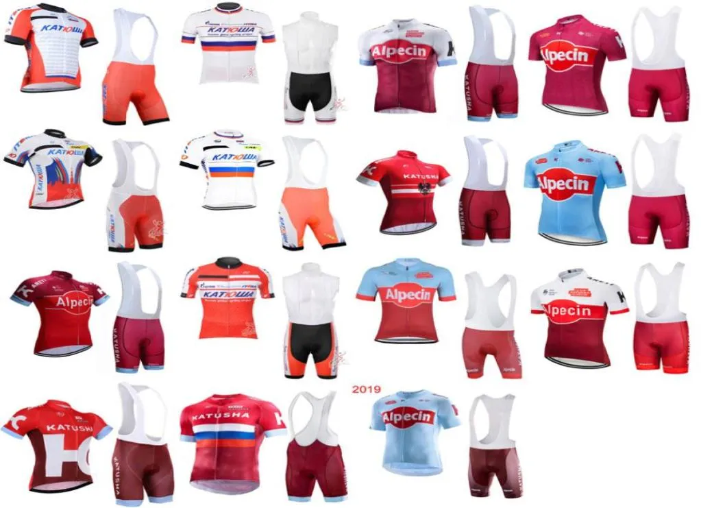 Katusha Team Cycling Short Sheeves Jersey Bib shorts Sets Ademen Cycling Jersey Korte mouw Snel droge doek MTB ROPA CICLISMO9535416