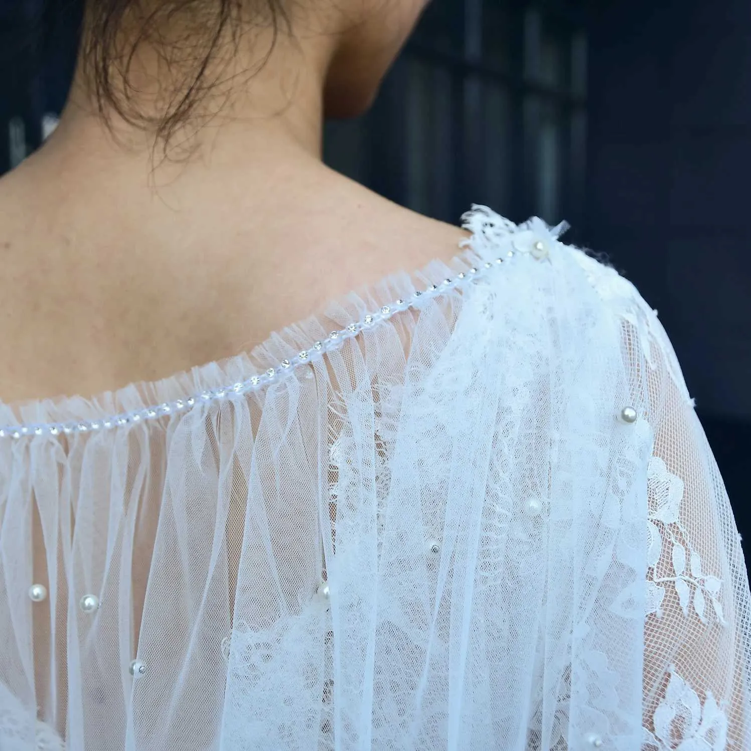 Bijoux de cheveux boléro pour femmes, voile de mariée couvre les épaules pour la mariée, accessoires de mariage, Cape châle, Cape de soirée douce_voghion.com