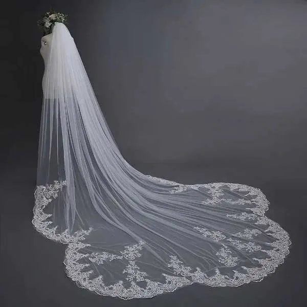 Haarschmuck Hochwertige Kathedrale Spitze Brautschleier Hochzeitszubehör Schleier Promotion mit Kamm 1T Kathedrale Hochzeit_voghion.com